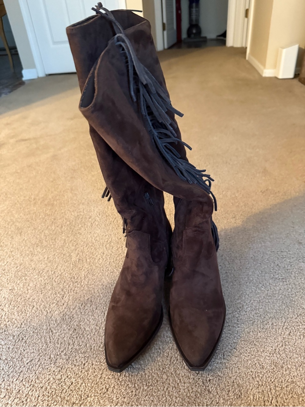 Universal Thread Brown Suede Over-the-Knee Fringe Boots - Picture 3 of 5